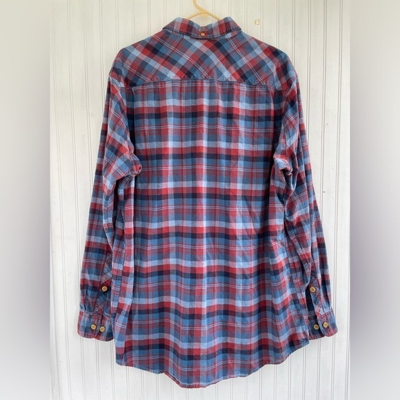 Duluth Trading Company Men's Blue Red Plaid Flannel Button Down Shirt XL-Tall - Picture 2 of 5